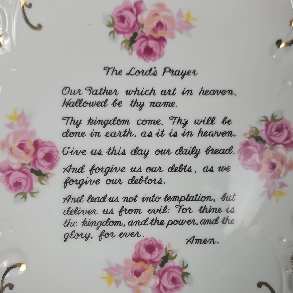 Vintage Plates "Jesus at the Door" & "The Lord's Prayer" 18K Gold Trim T18 - Picture 6 of 9